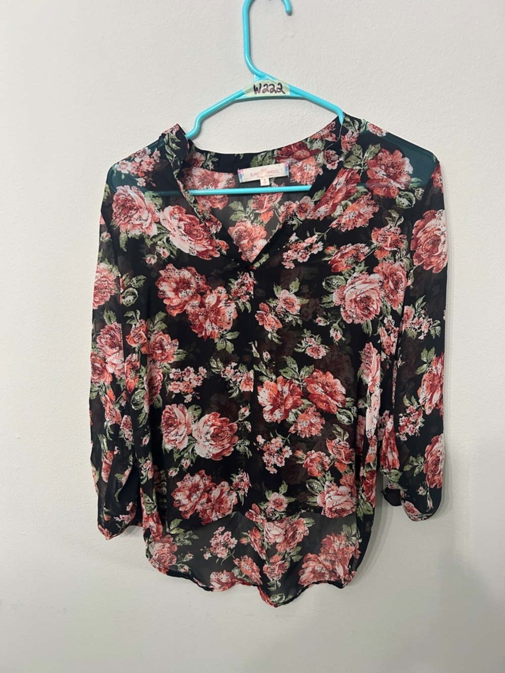 Women’s Almost Famous Floral Sheer Blouse Small Like New